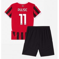 AC Milan Christian Pulisic #11 Fußballbekleidung Heimtrikot Kinder 2024-25 Kurzarm (+ kurze hosen)